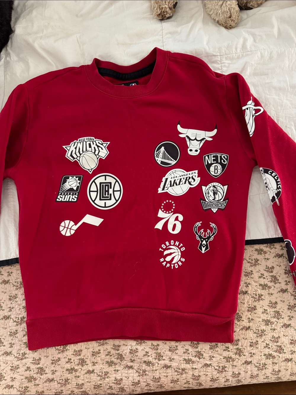 Hollister Red NBA Logos Crewneck Sweatshirt